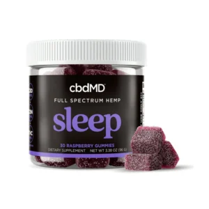 cbdMD, Sleep CBD Gummies, Raspberry, Full Spectrum, 30ct, 90mg THC + 600mg CBN + 1500mg CBD